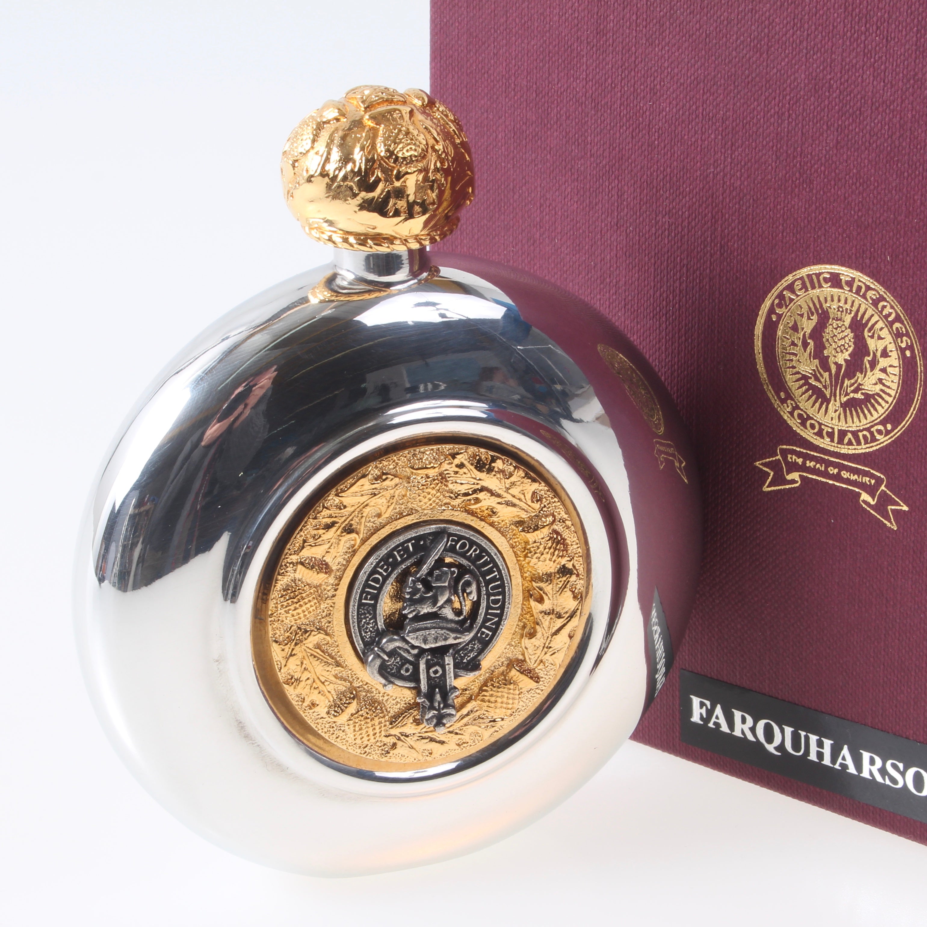Farquharson Clan Crest Pewter Sporran Flask