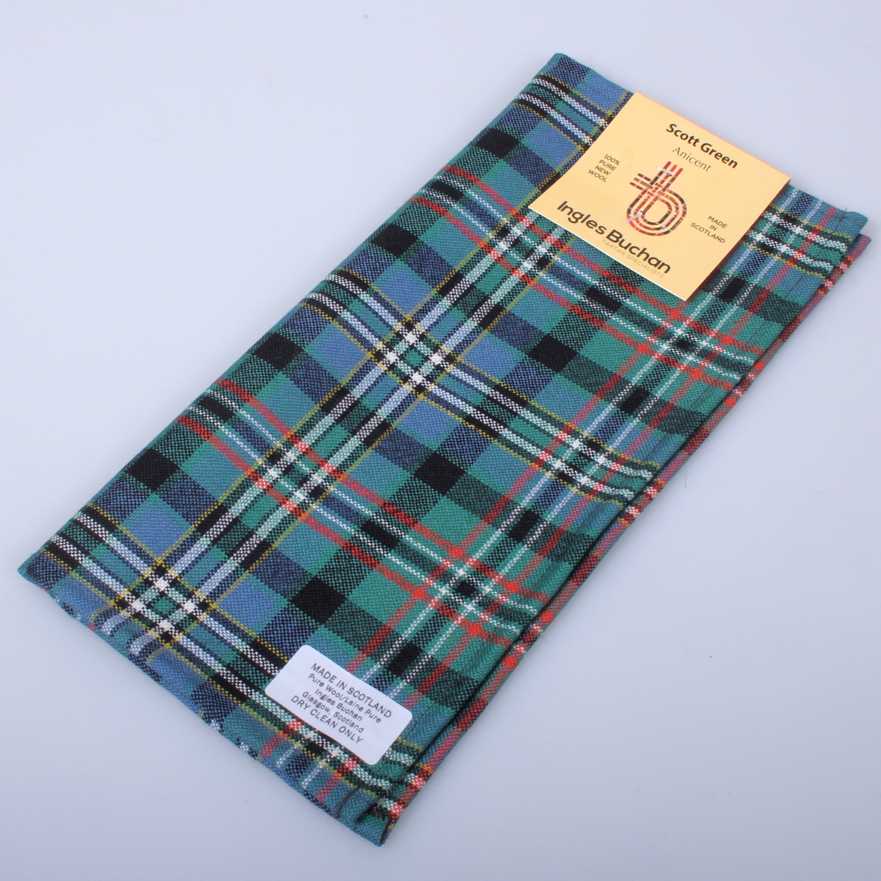 Wool Pocket Square in Scott Green Ancient Tartan