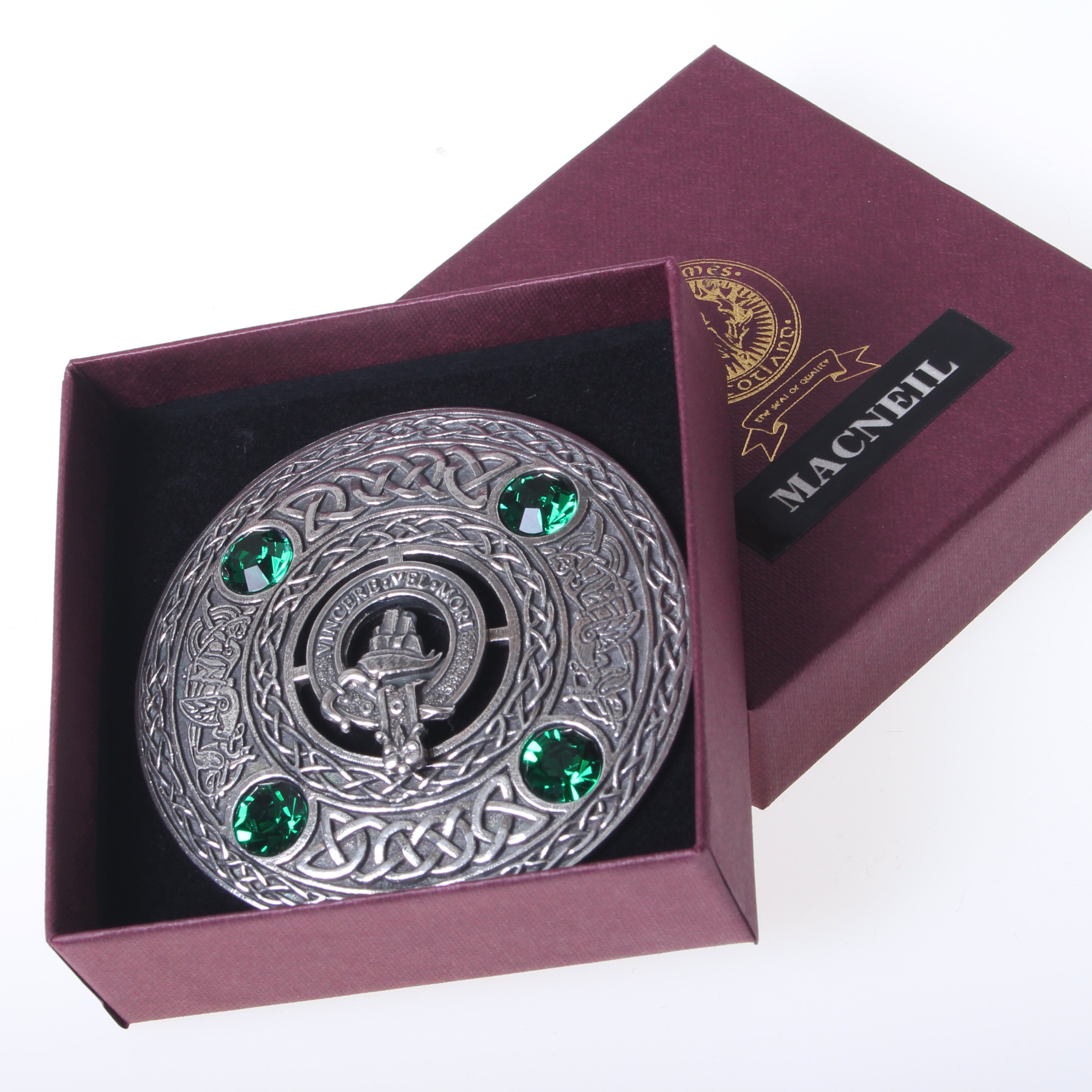 MacNeil Clan Crest Pewter Plaid Brooch