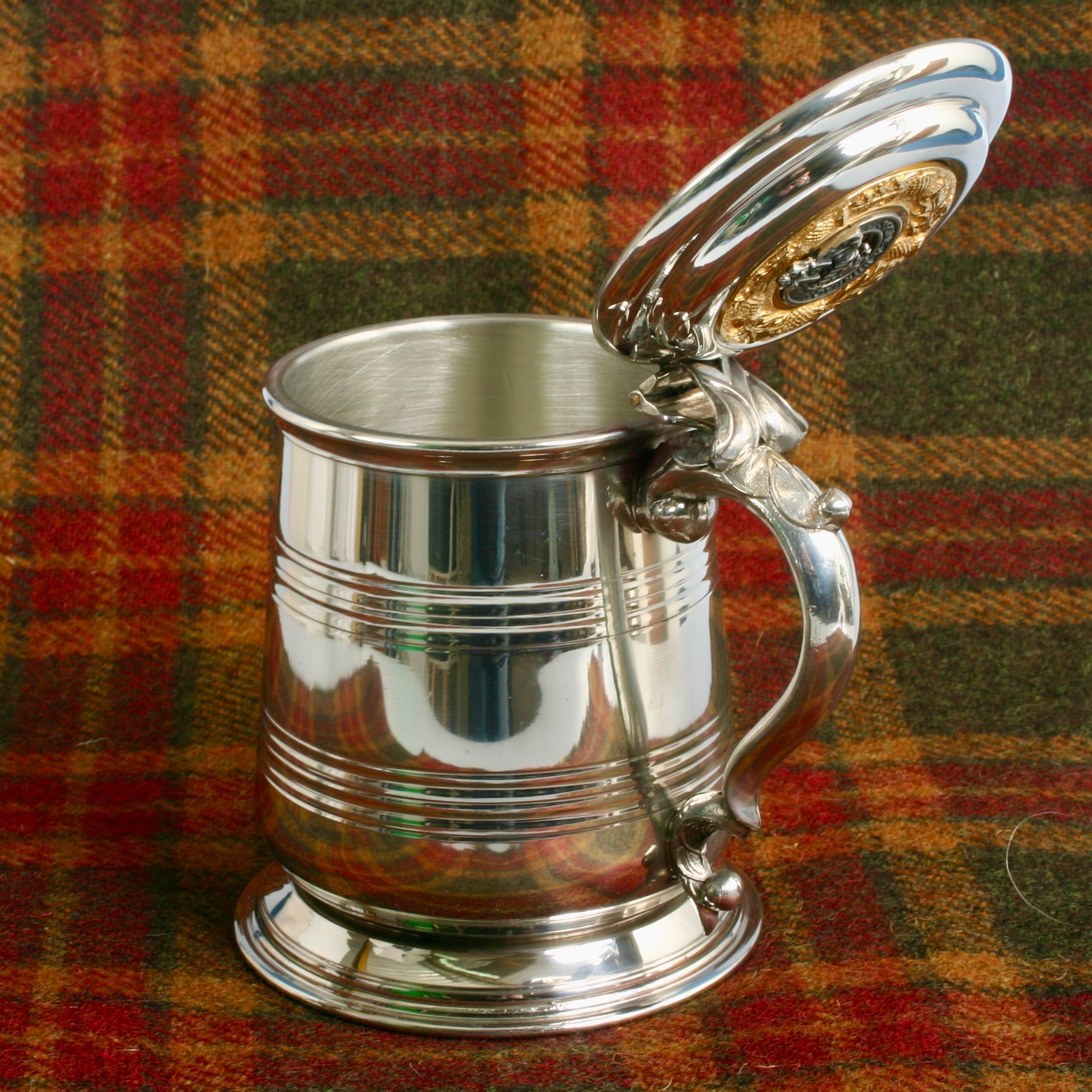 Pewter Tankard With Gold Trim