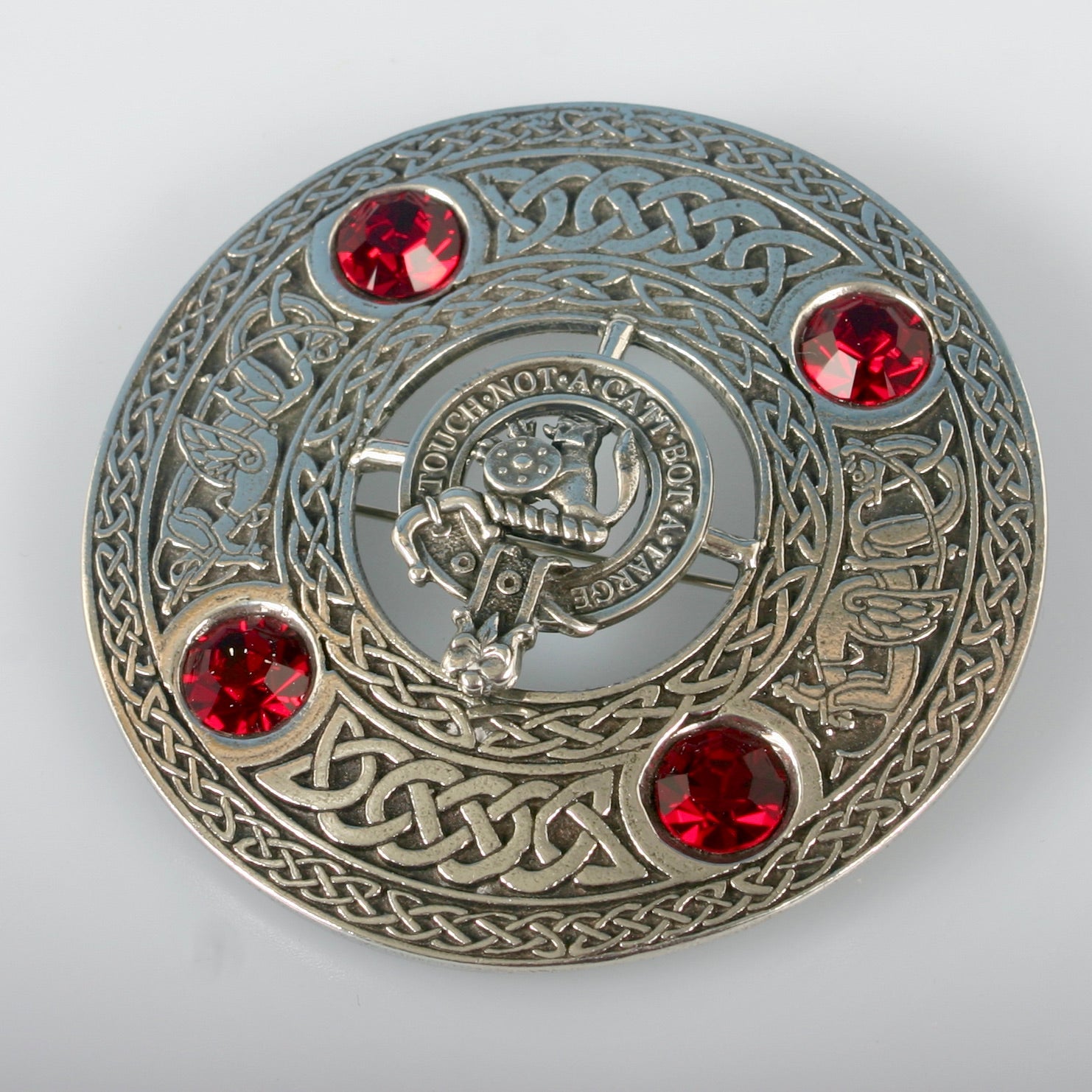 MacBain Clan Crest Pewter Plaid Brooch