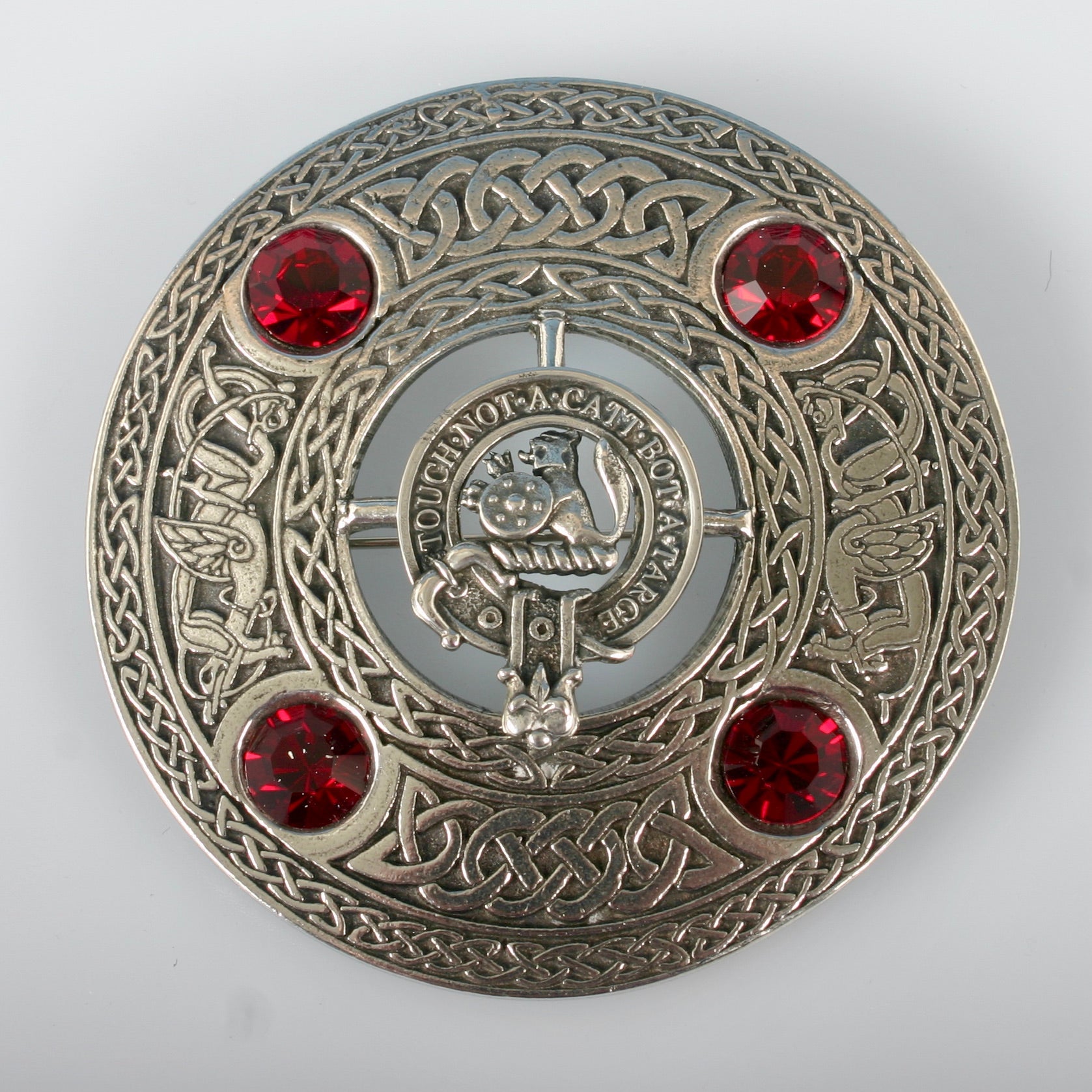 MacBain Clan Crest Pewter Plaid Brooch