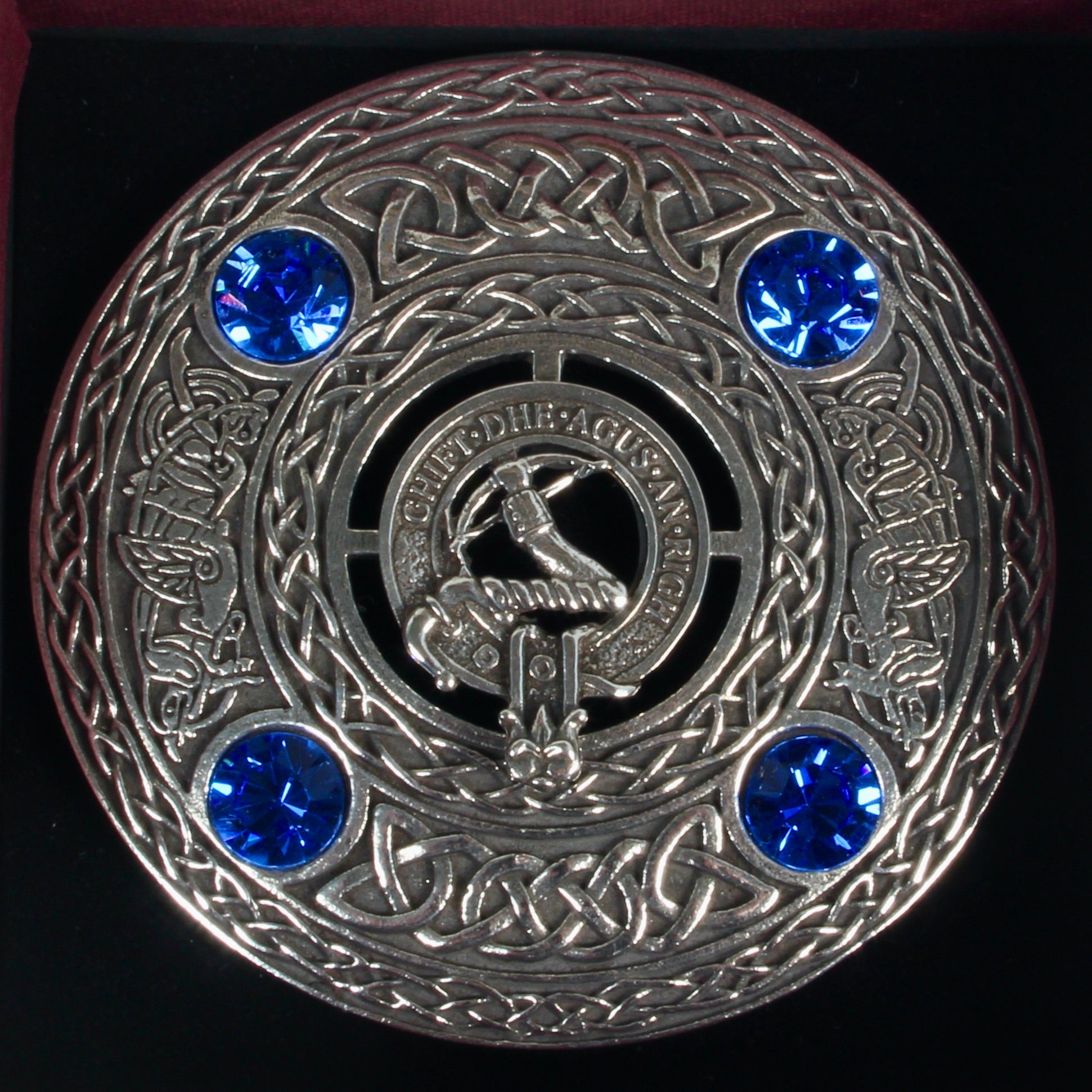MacInness Clan Crest Pewter Plaid Brooch