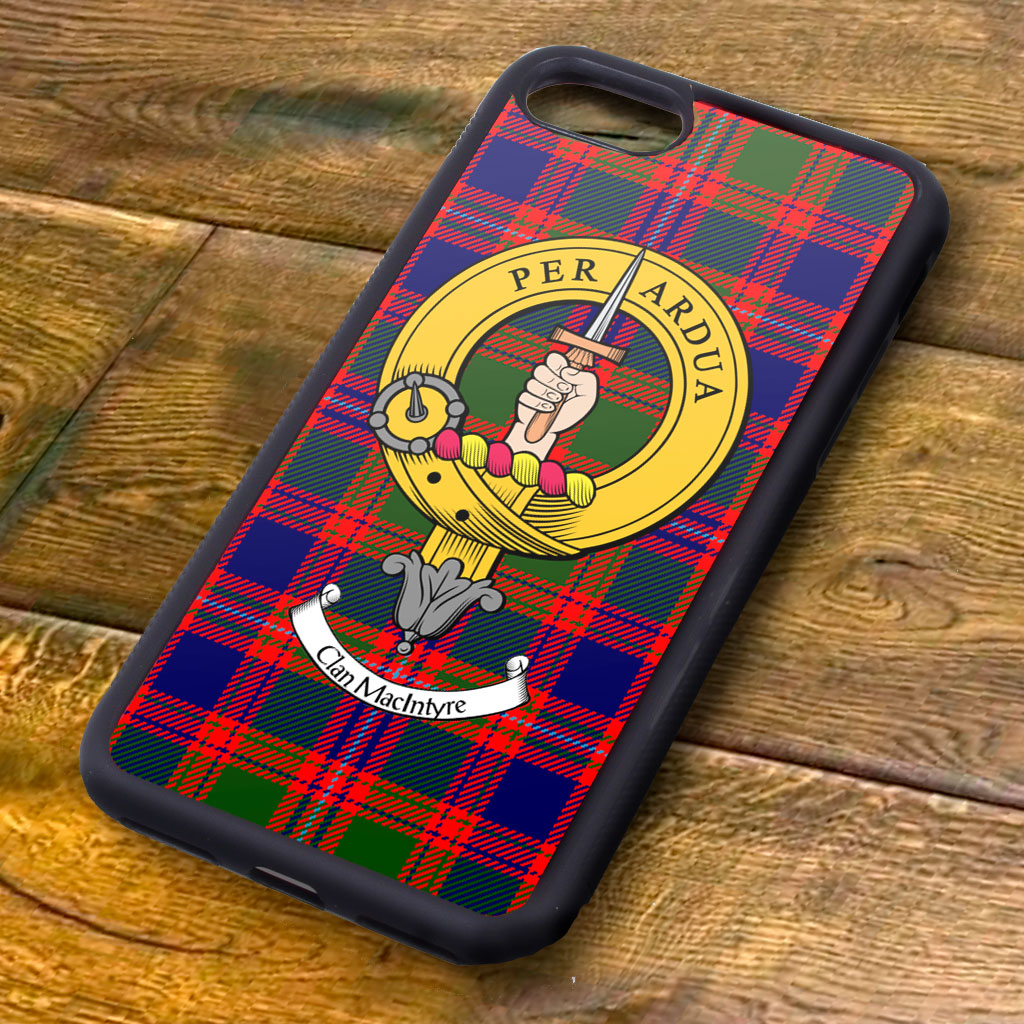 Macintyre Tartan and Clan Crest iPhone Rubber Case