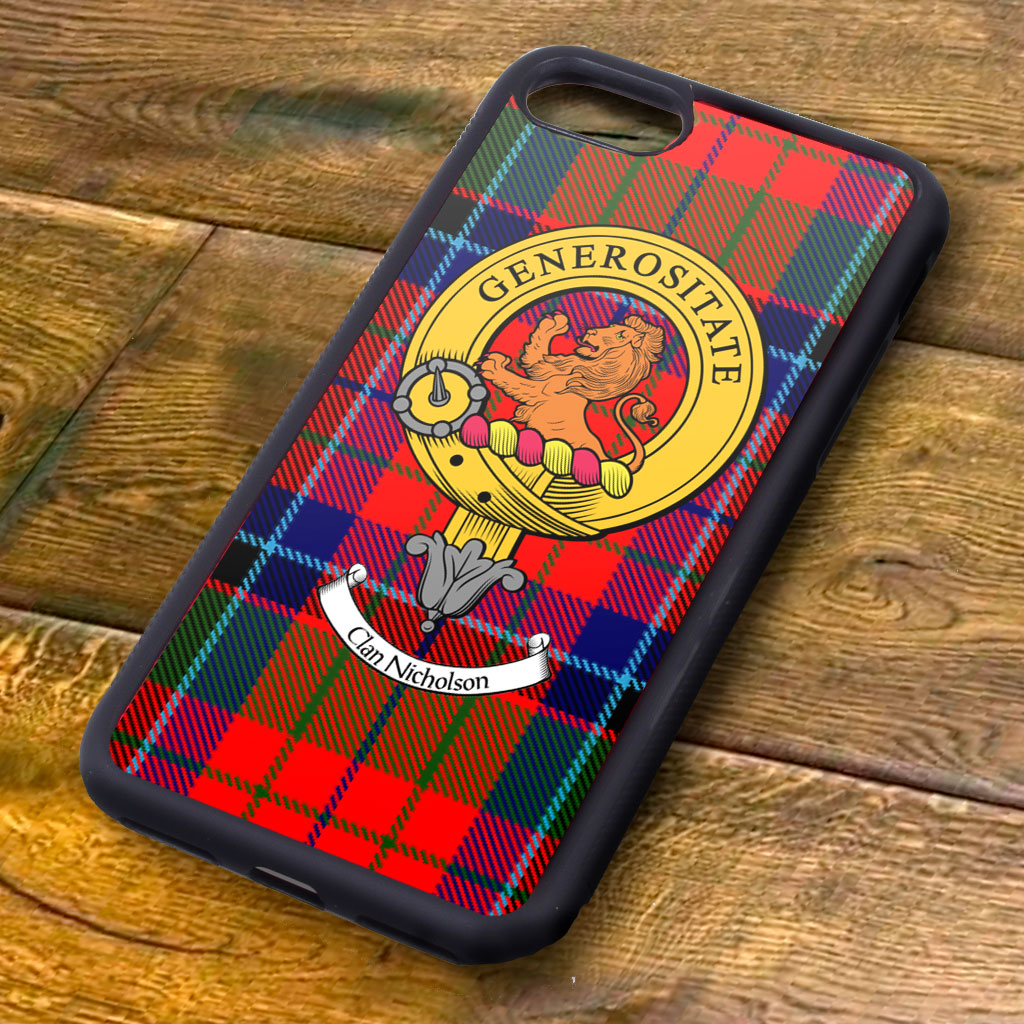 Nicholson Tartan and Clan Crest iPhone Rubber Case