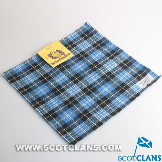 Wool Tartan Pocket Square in Clark Tartan