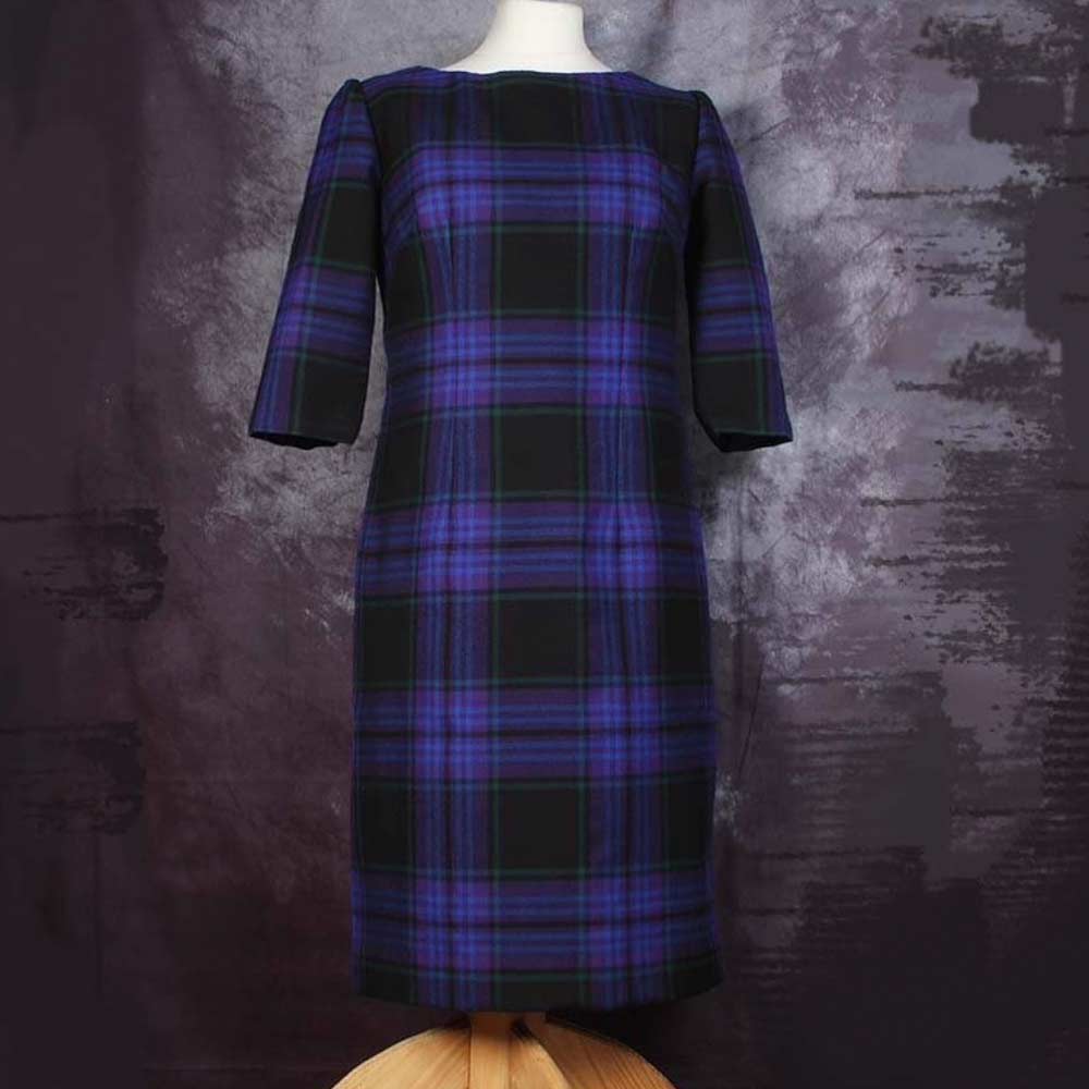 Bespoke Tartan Fitted Dress - Choice of Sleeve Length