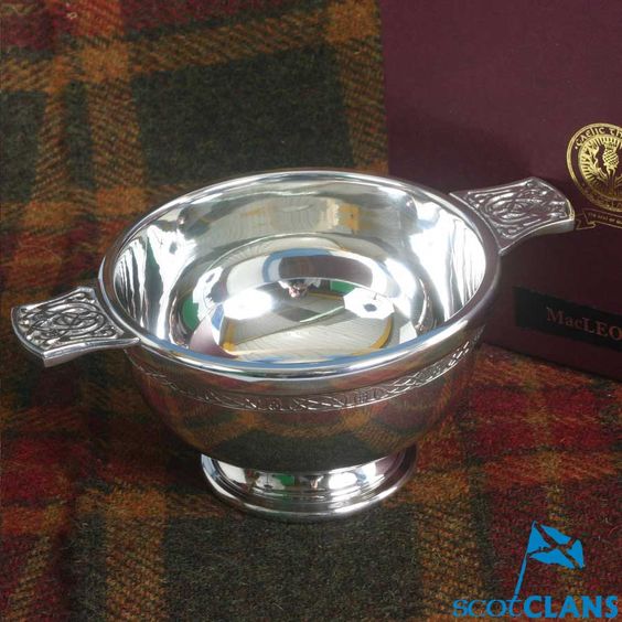 MacLeod Clan Crest Quaich with Gold Trim