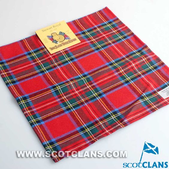 Wool Tartan Pocket Square in Royal Stewart Modern Tartan
