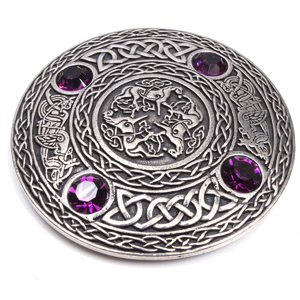Inverurie 4 Stone Pewter Plaid Brooch