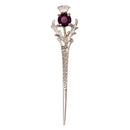Scottish Thistle Kilt Pin with Dark Amethyst
