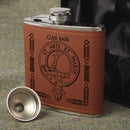 Bain Clan Crest PU Leather Covered Hip Flask