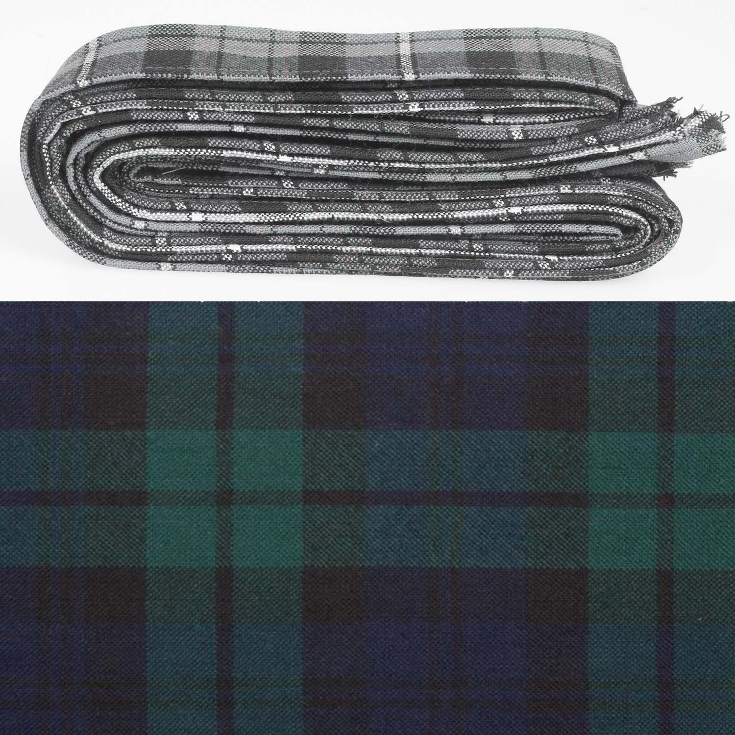Wool Strip Ribbon in Black Watch Modern Tartan, perfect for adding elegance to weddings and DIY projects, featuring soft and luxurious wool material.