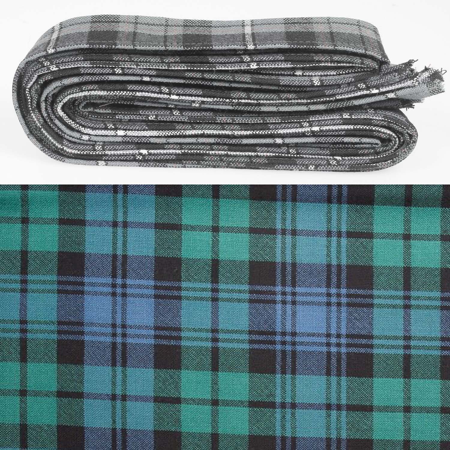 Wool Strip Ribbon in Black Watch Ancient Tartan showcasing its luxurious texture and pattern, perfect for weddings and special occasions.
