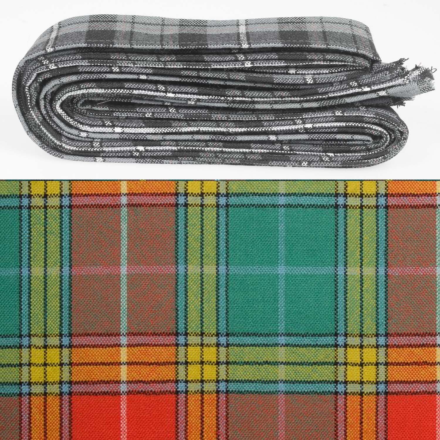 Wool Strip Ribbon in Buchanan Old Tartan - 5 Strips showcasing high-quality fine weight wool, perfect for wedding trimmings and DIY projects.