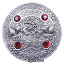 Fighting Stags 4 Stone Pewter Plaid Brooch