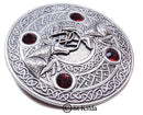 Fighting Stags 4 Stone Pewter Plaid Brooch