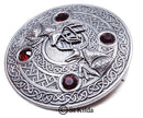Fighting Stags 4 Stone Pewter Plaid Brooch