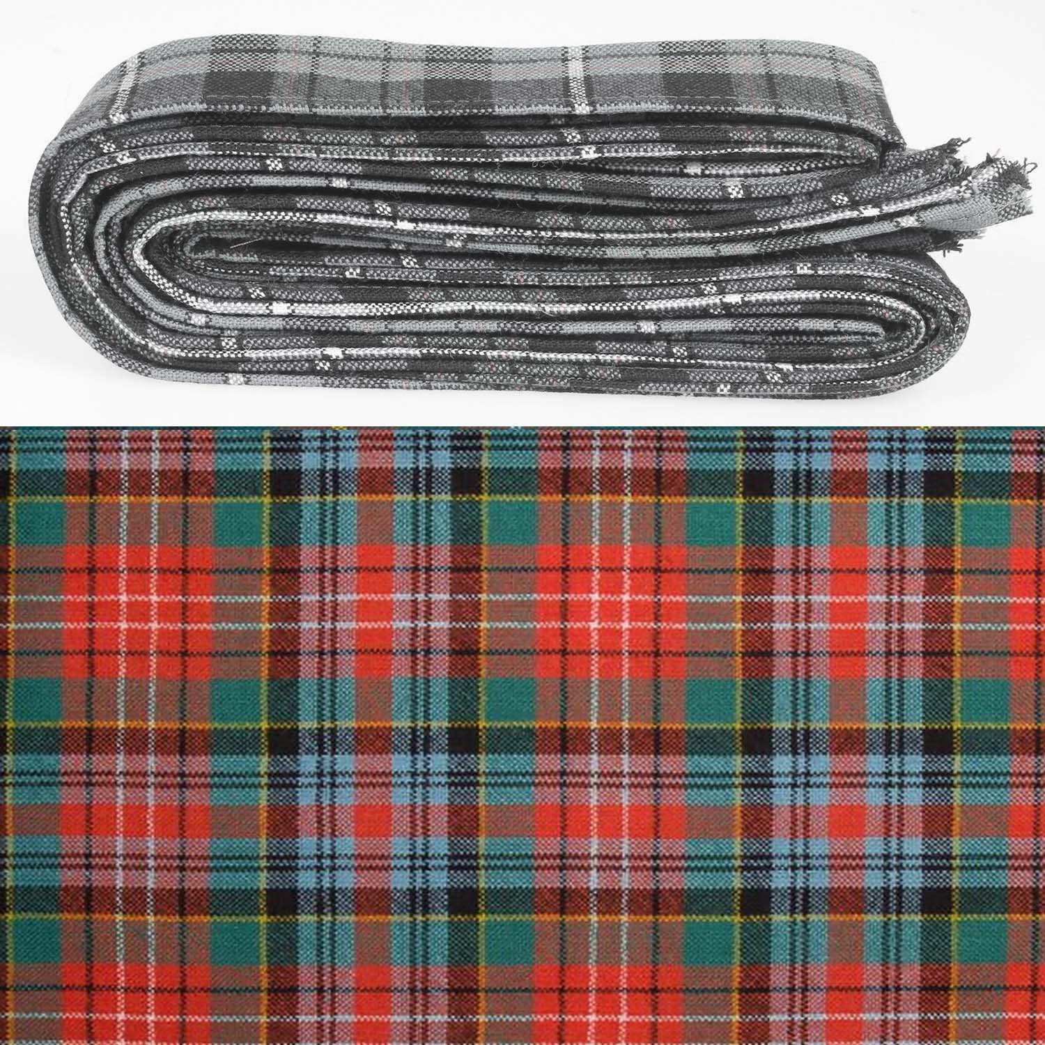 Wool Strip Ribbon in Caledonia Ancient Tartan - 5 Strips, Choose your Width, perfect for weddings and special occasions, showing unique wool tartan patterns and rustic charm.