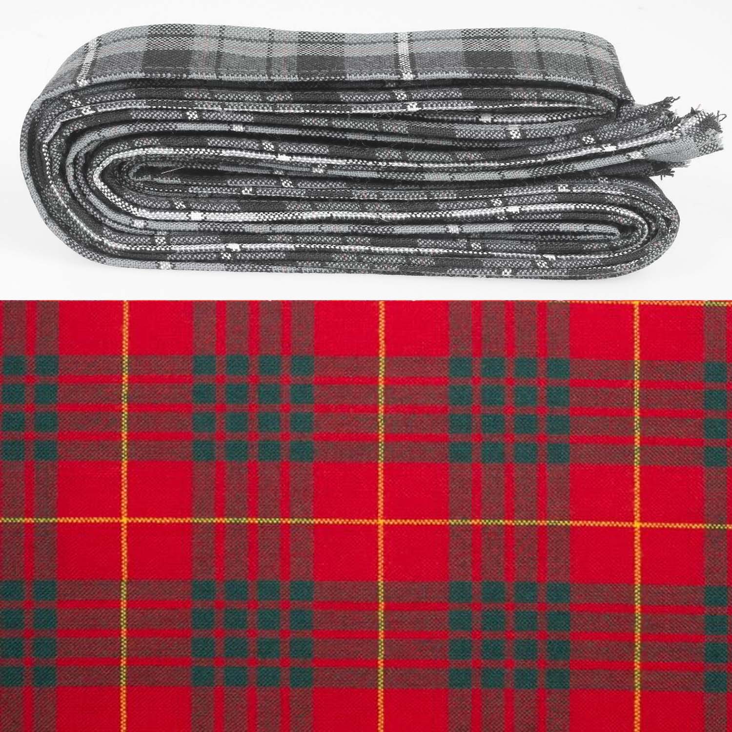 Wool Strip Ribbon in Cameron Modern Tartan showcasing vibrant colors and unique pattern, perfect for wedding decorations or craft projects.
