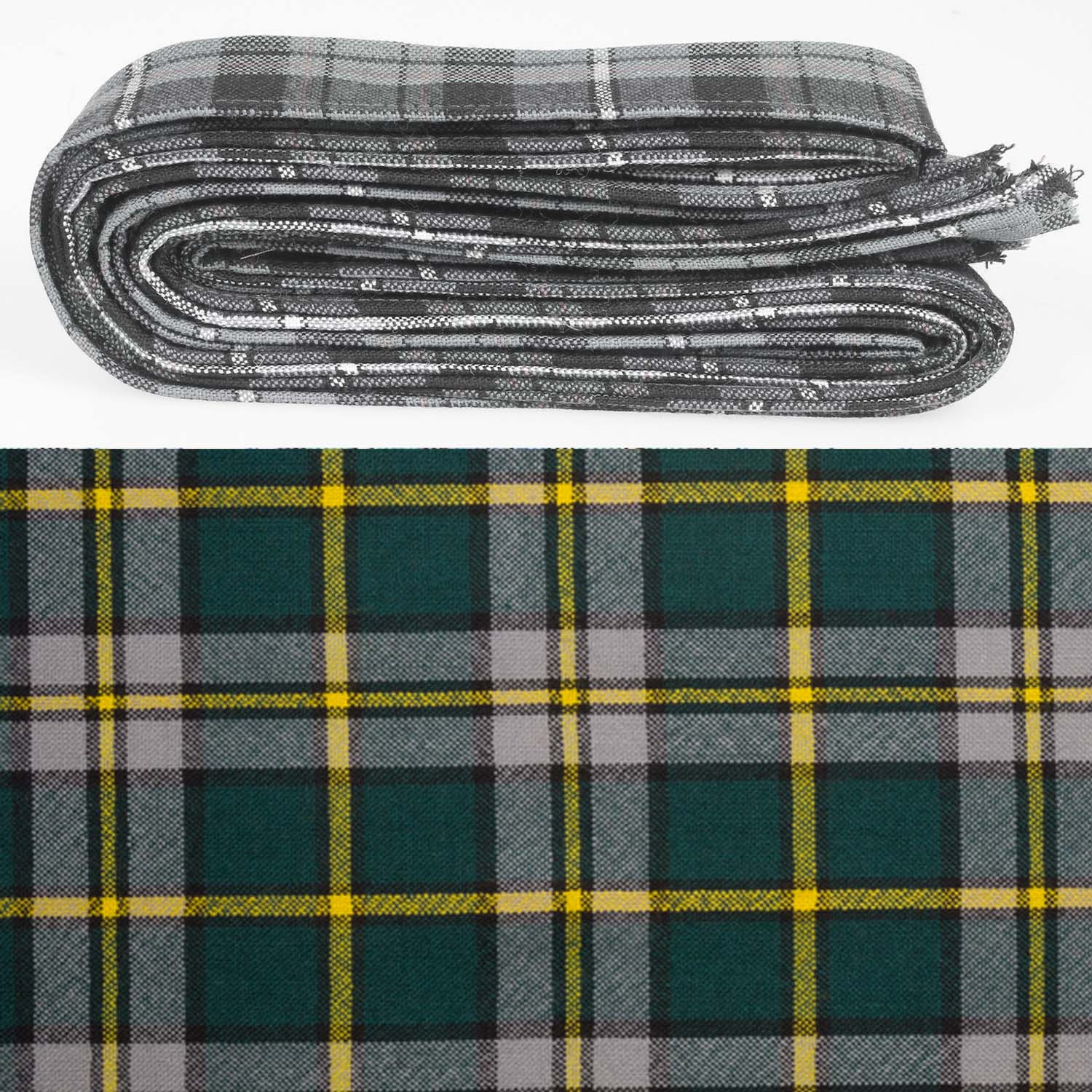 Wool Strip Ribbon in Cape Breton Tartan showcasing vibrant colors and patterns, perfect for adding charm to crafts, weddings, and DIY projects.