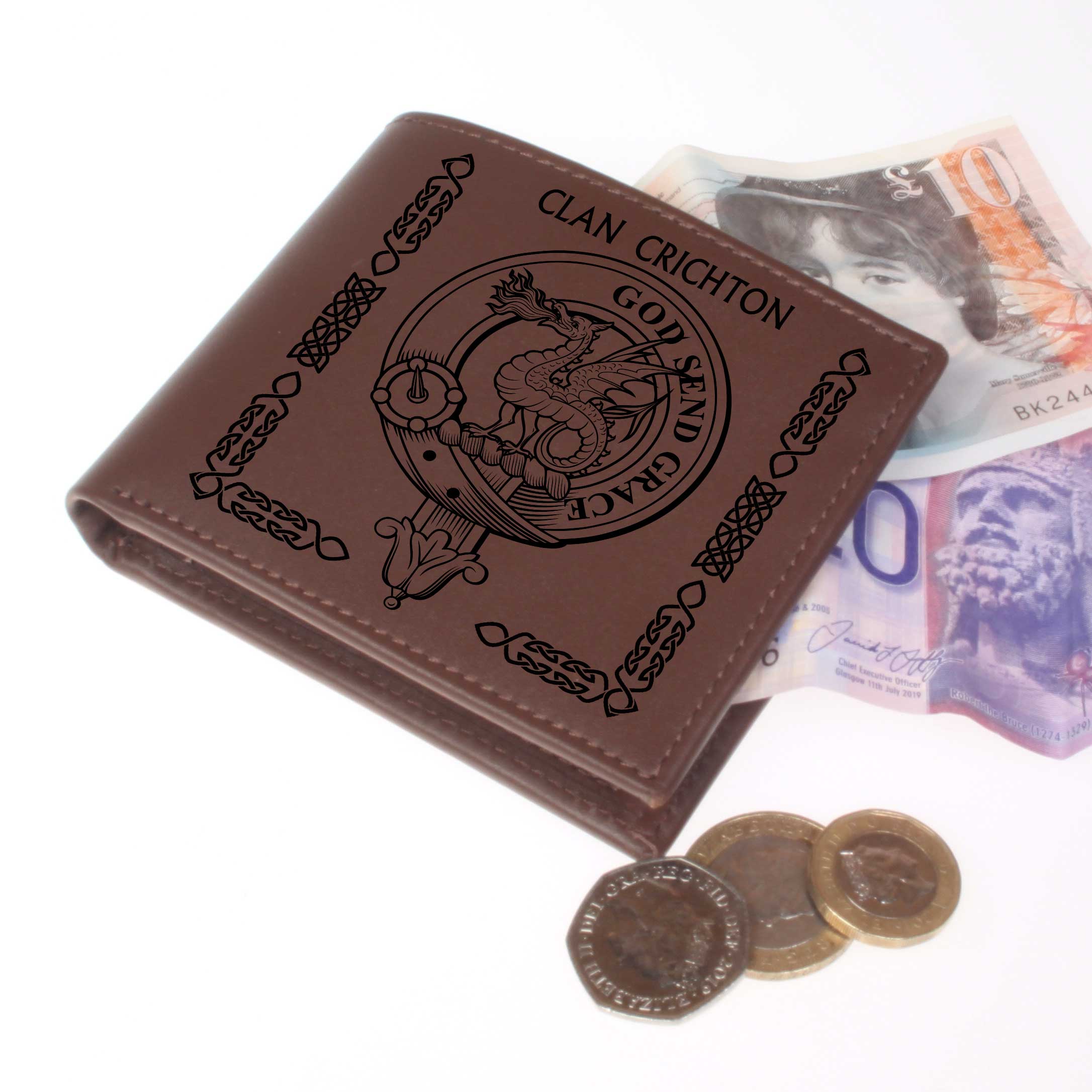 Crichton Clan Crest Real Leather Wallet
