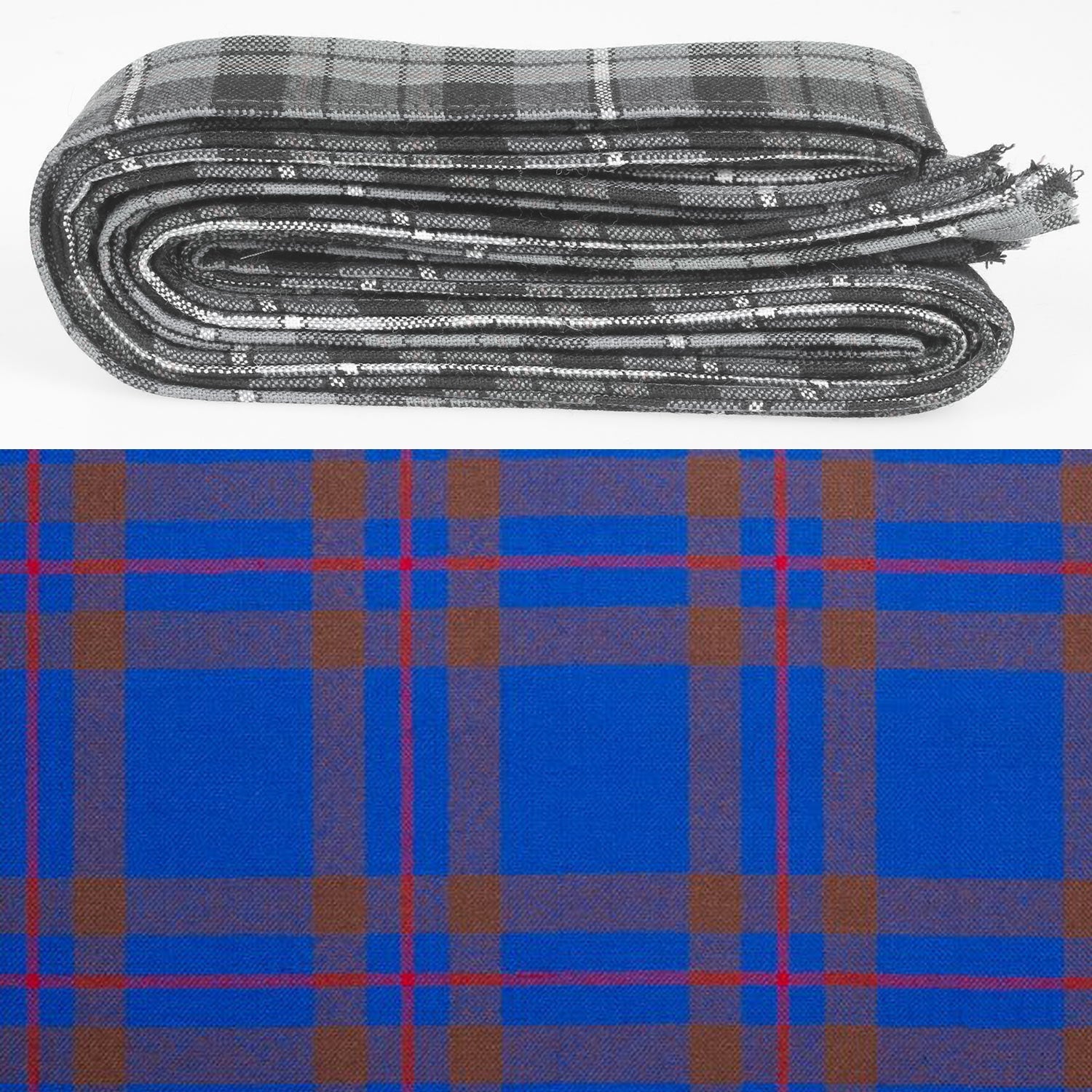 Wool Strip Ribbon in Elliot Modern Tartan - 5 strips, versatile for weddings and crafts, showcasing various tartan patterns.