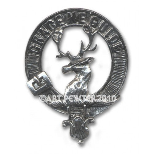 Forbes Clan Crest Badge in Pewter showcasing a high-quality design and palladium coating, perfect for displaying clan pride.