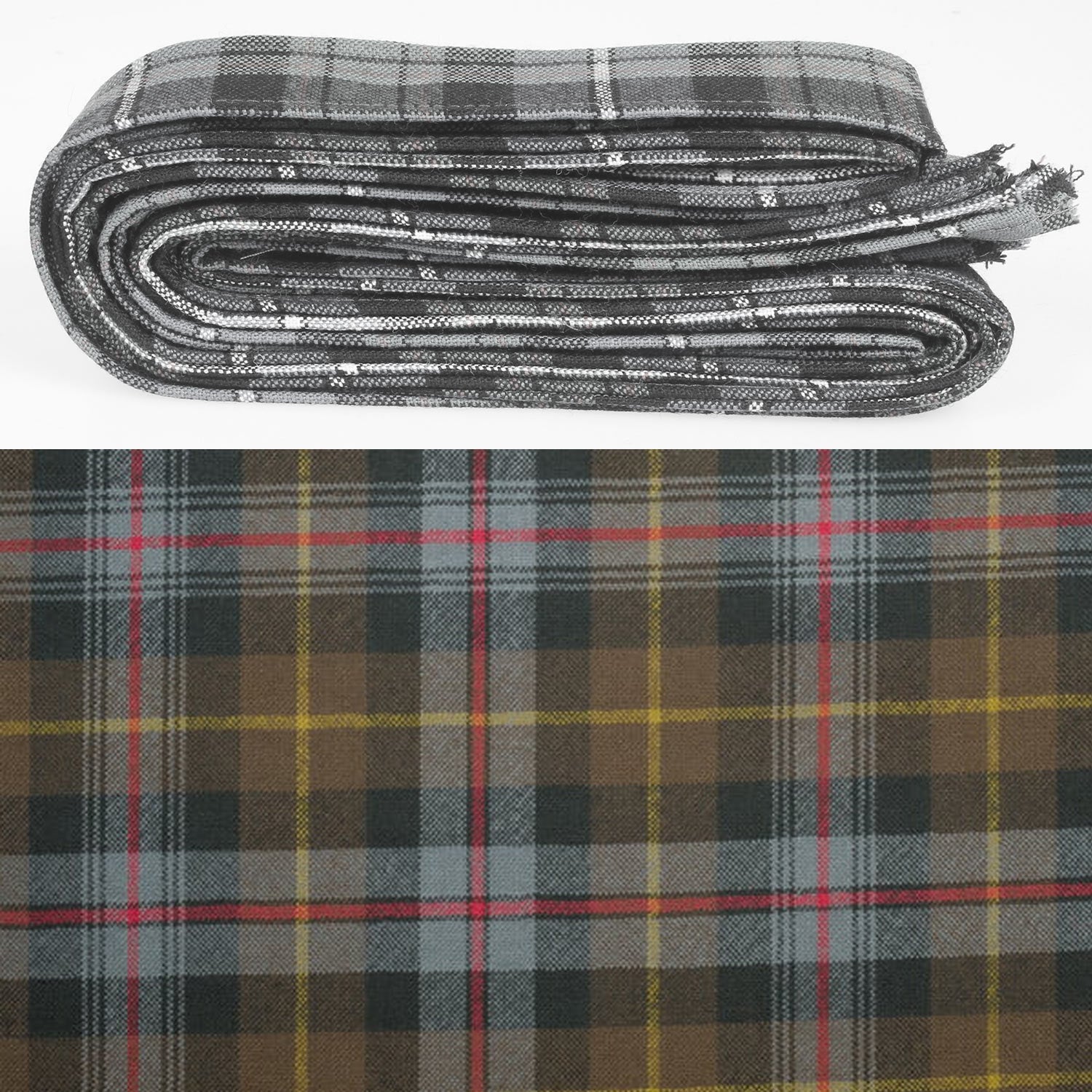 Wool Strip Ribbon in Farquharson Weathered Tartan - 5 Strips, Choose your Width, perfect for wedding trimmings and versatile crafts.