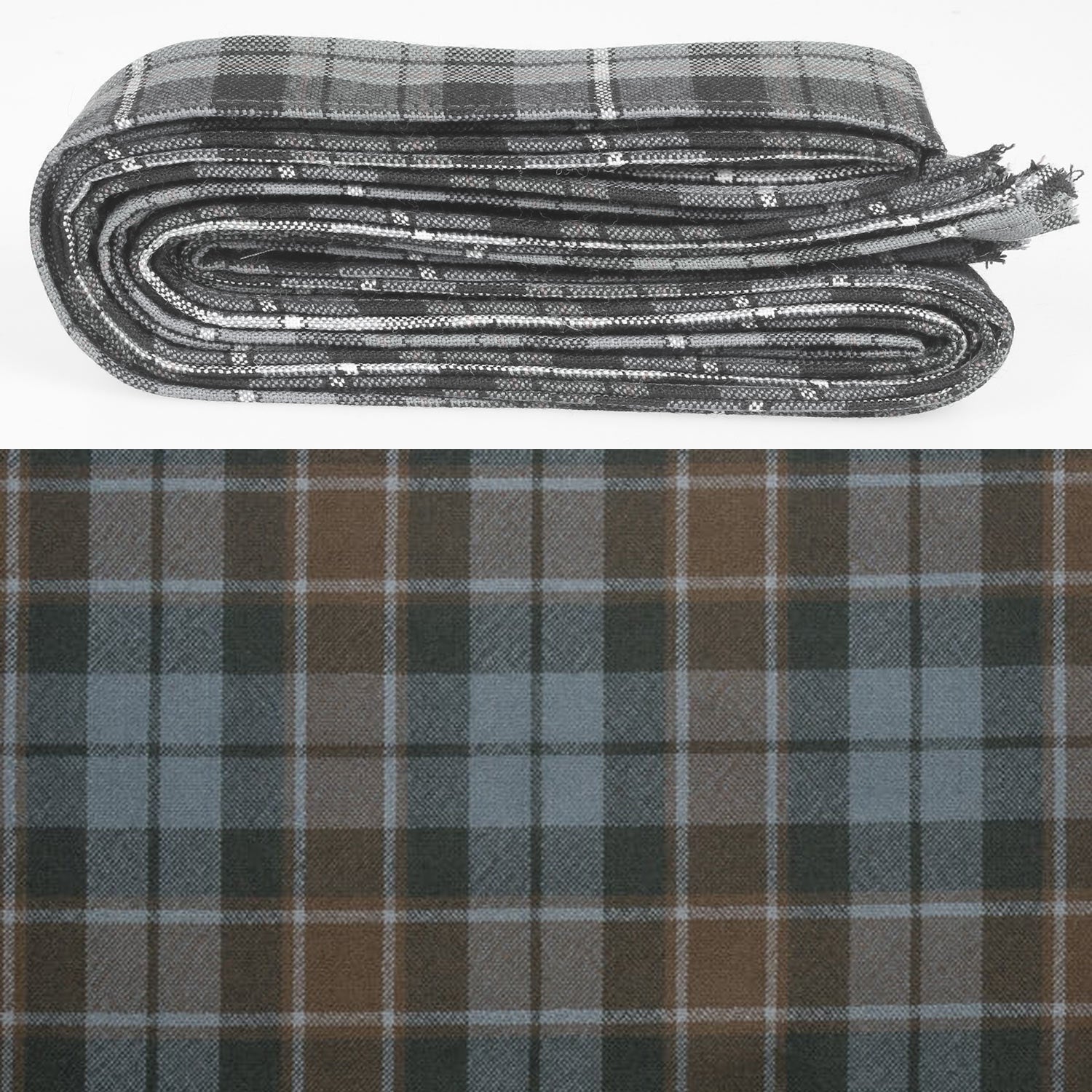 Wool Strip Ribbon in Graham of Menteith Weathered Tartan showcasing fine weight wool strips, perfect for wedding decorations and versatile crafting projects.