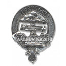 Hamilton Clan Crest Badge in Pewter, showcasing the traditional belted design, perfect for proudly displaying Scottish heritage.