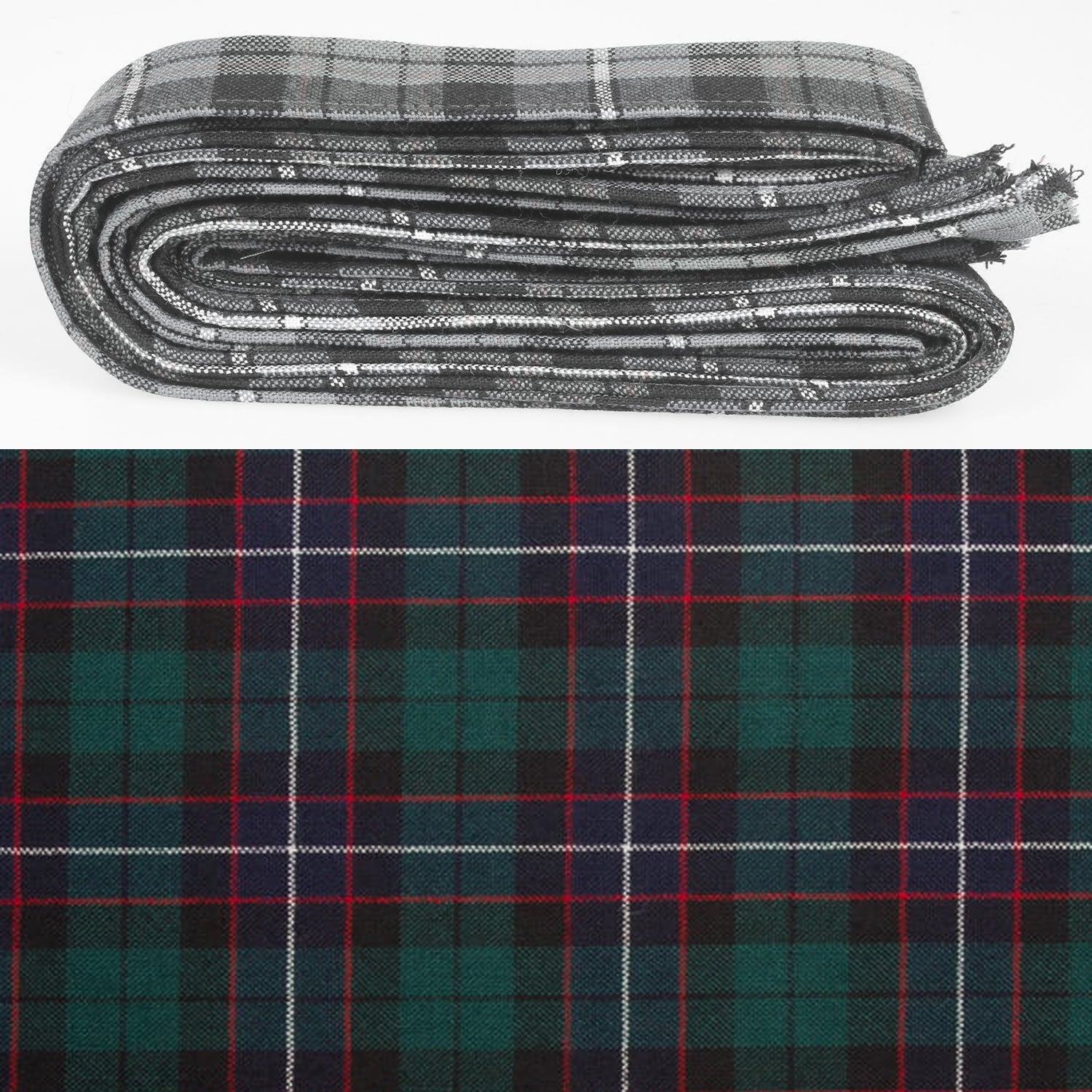 Wool Strip Ribbon in Hunter Modern Tartan - 5 Strips, Choose your Width