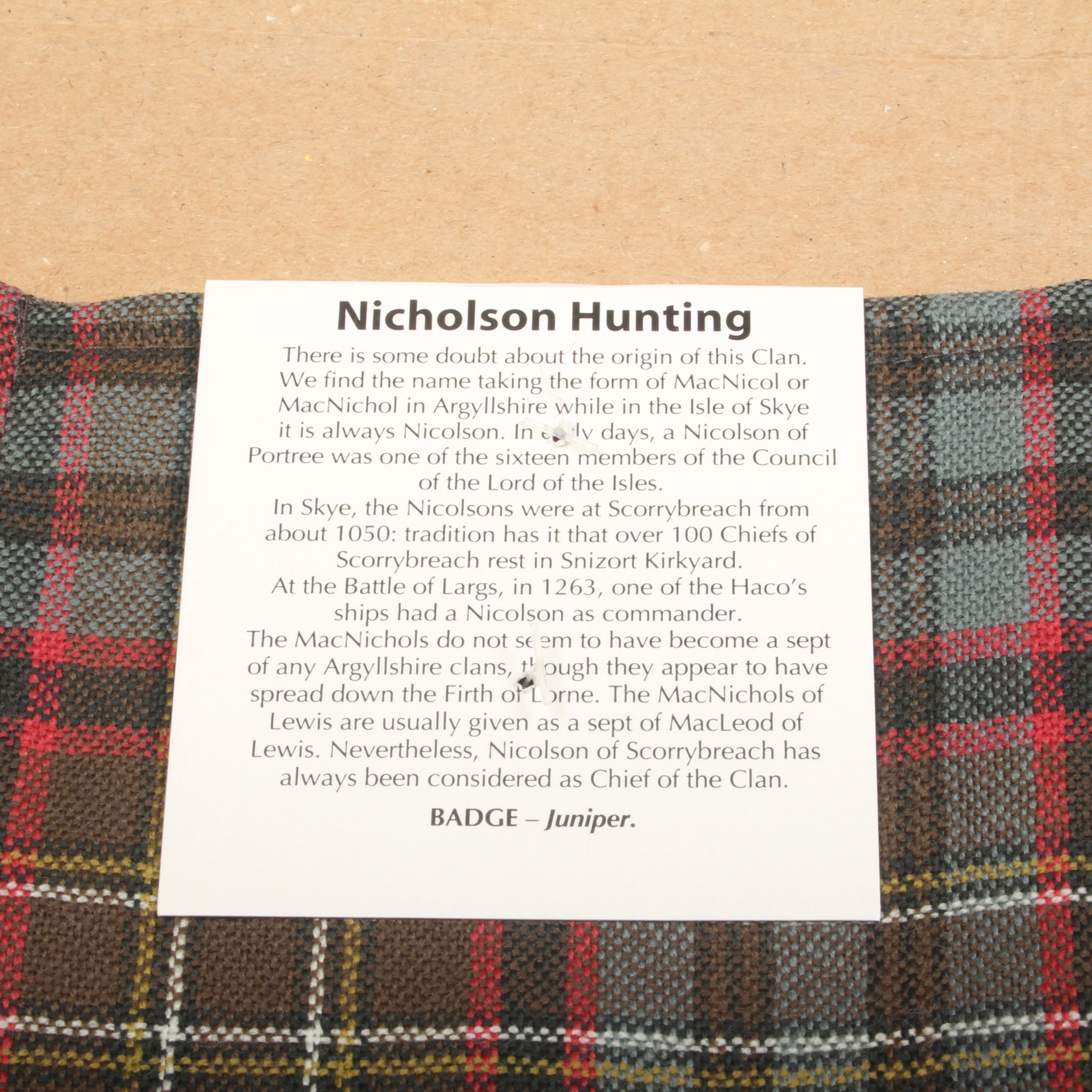 Wool Strip Ribbon in Nicolson Hunting Weathered Tartan - 5 Strips, Choose Your Width