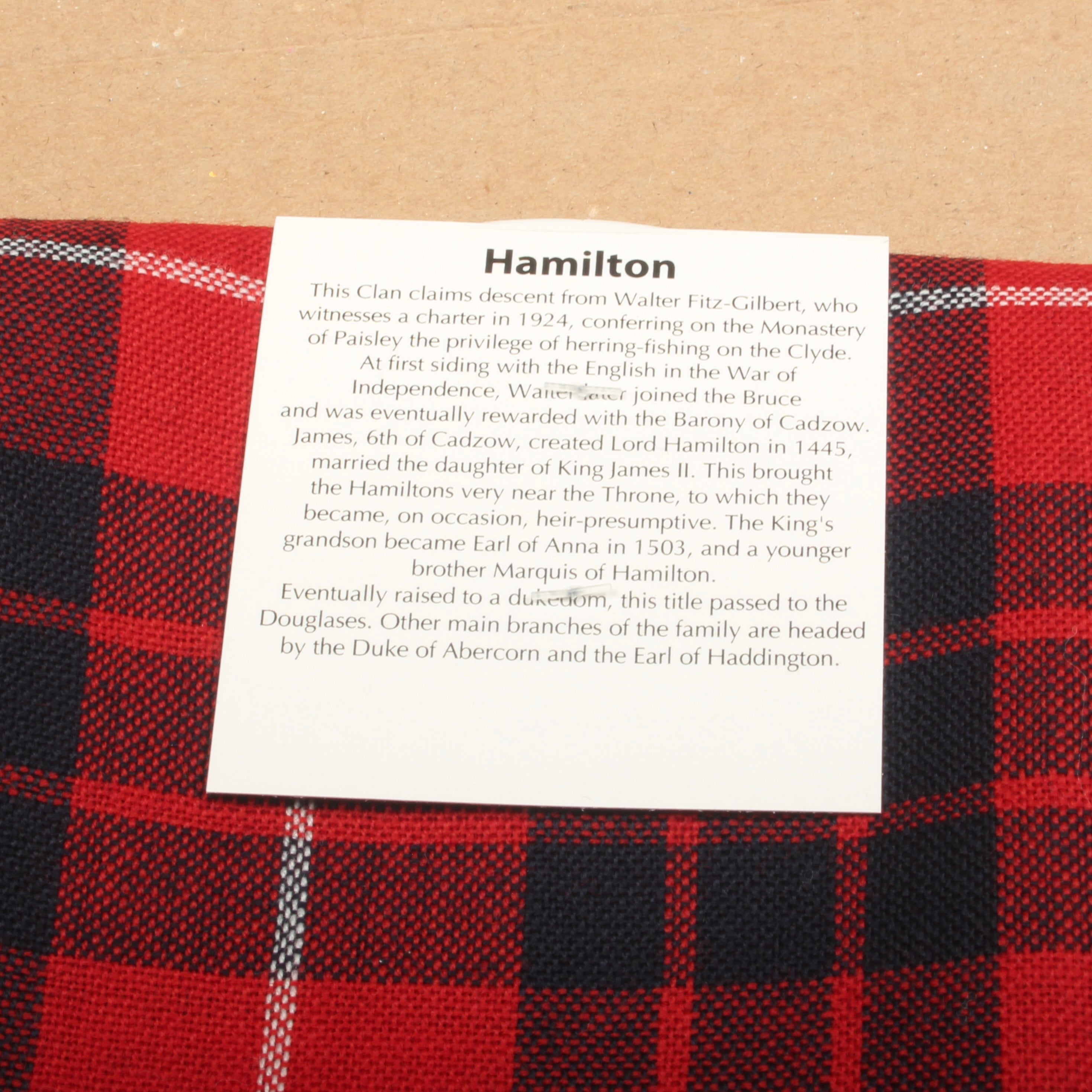 Wool Strip Ribbon in Hamilton Red Modern Tartan - 5 Strips, Choose your Width