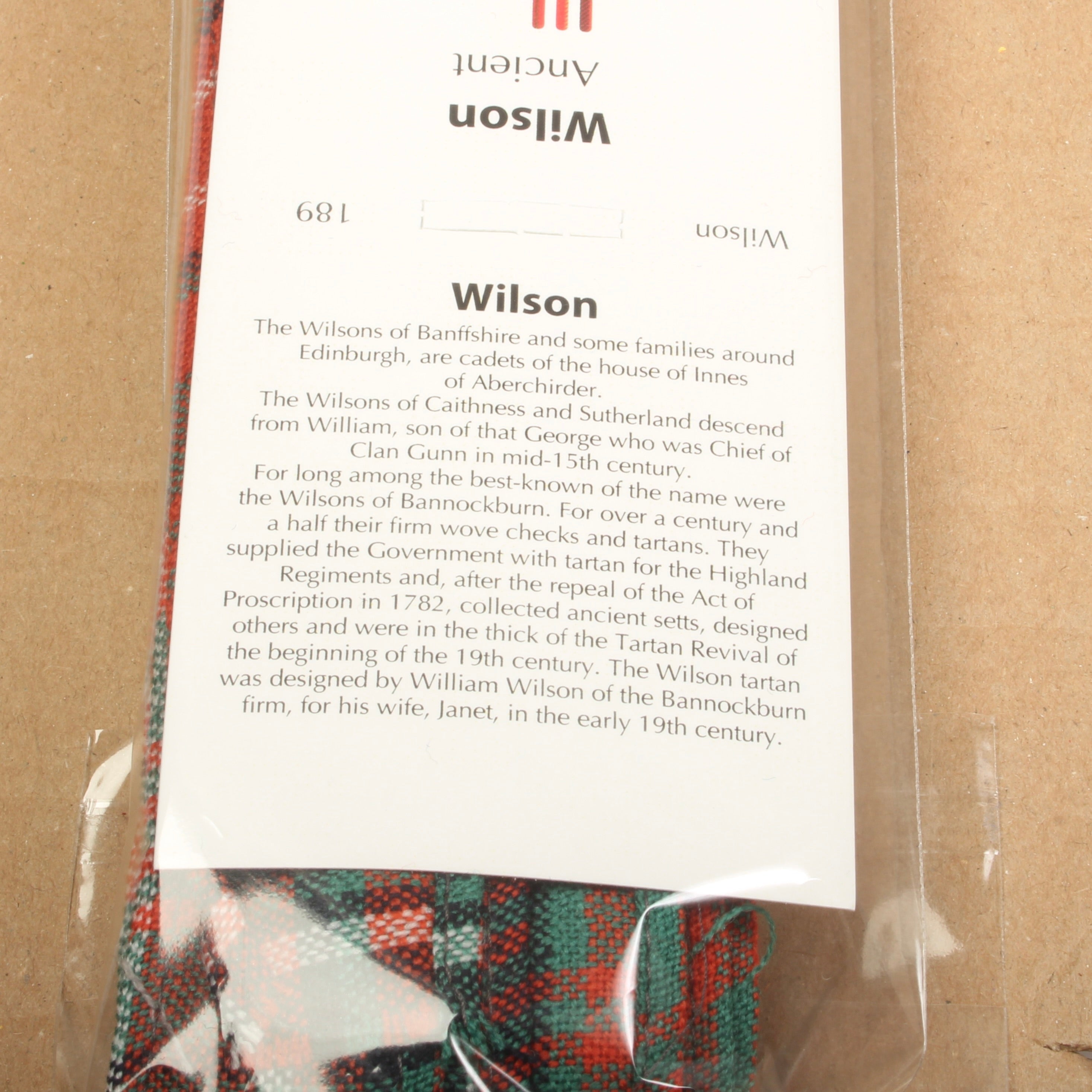 Wool Strip Ribbon in Wilson Ancient Tartan - 5 Strips, Choose Your Width