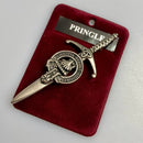 Clan Crest Pewter Kilt Pin with Pringle Crest, beautifully crafted with an antique palladium finish, representing Scottish heritage
