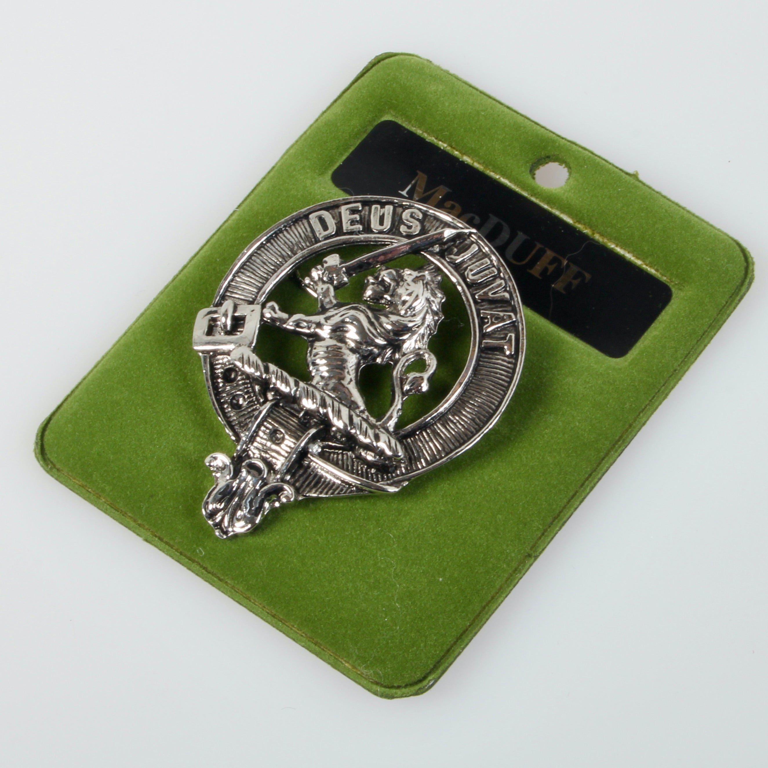 MacDuff Clan Crest Badge in Pewter showcasing the traditional belted design, perfect for representing your Scottish heritage and pride.
