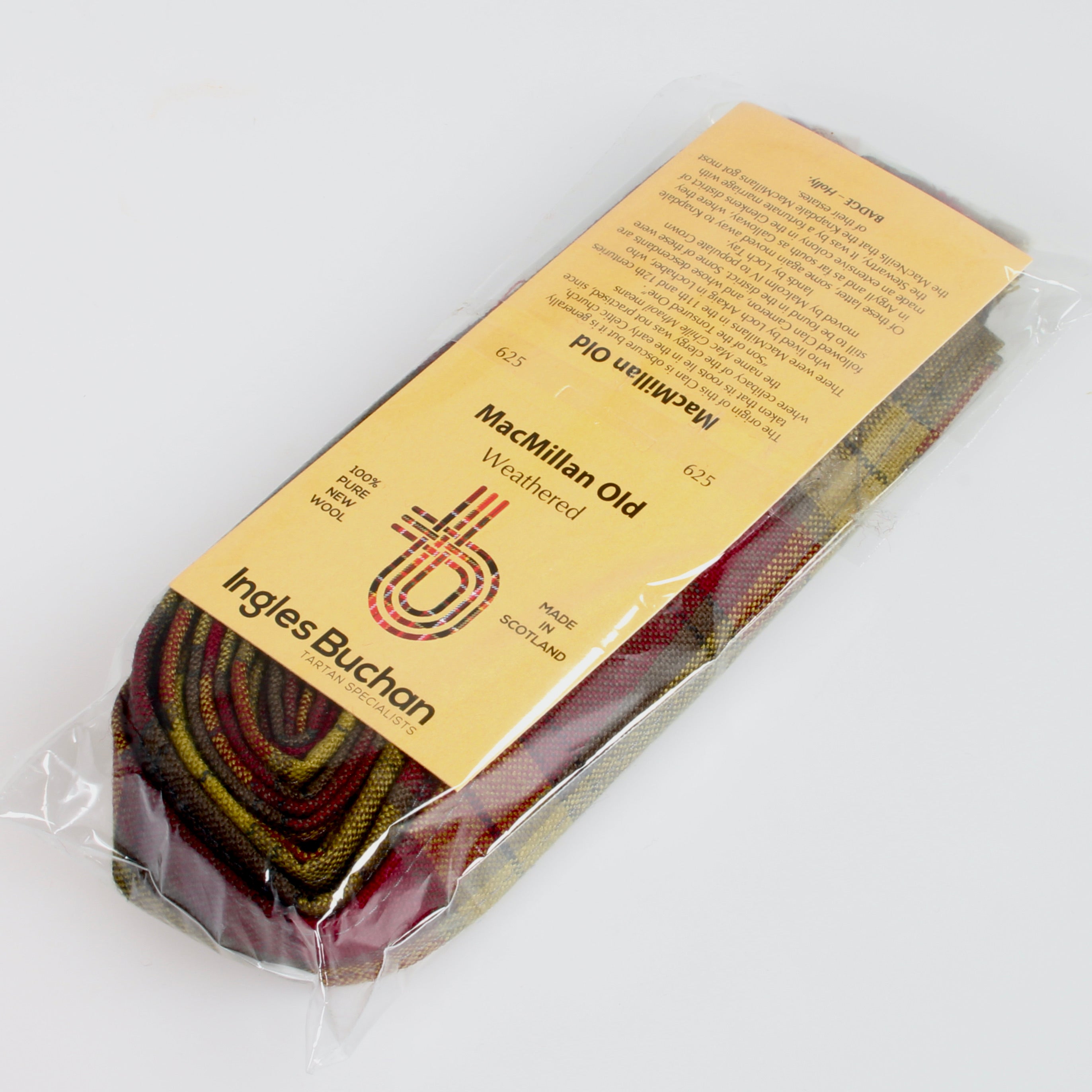 Wool Strip Ribbon in MacMillan Old Weathered Tartan featuring five strips in various widths, perfect for weddings and creative projects.