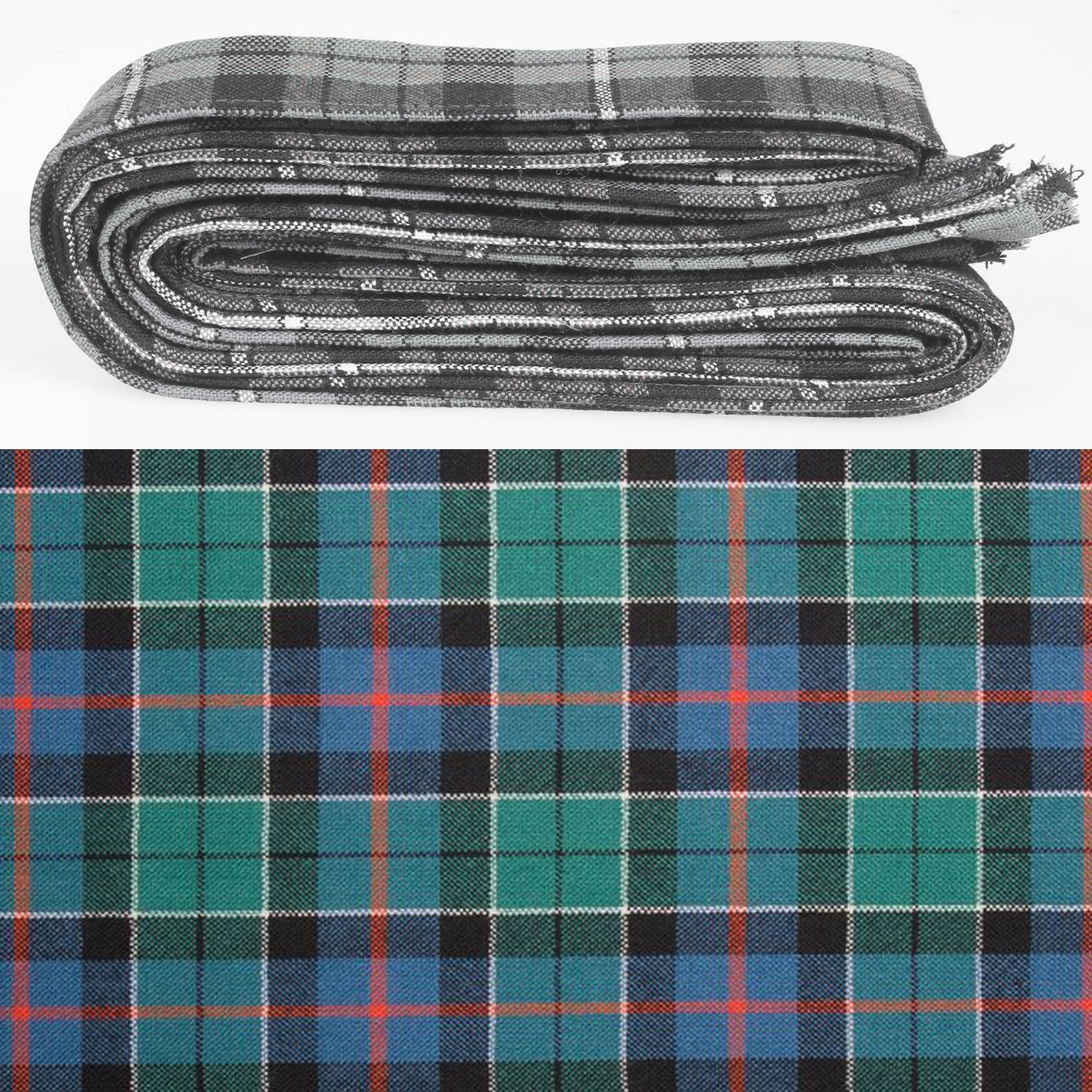 Wool Strip Ribbon in Leslie Hunting Ancient Tartan, perfect for weddings and crafting, showcasing versatile uses in decorations, bouquets, and trimmings.