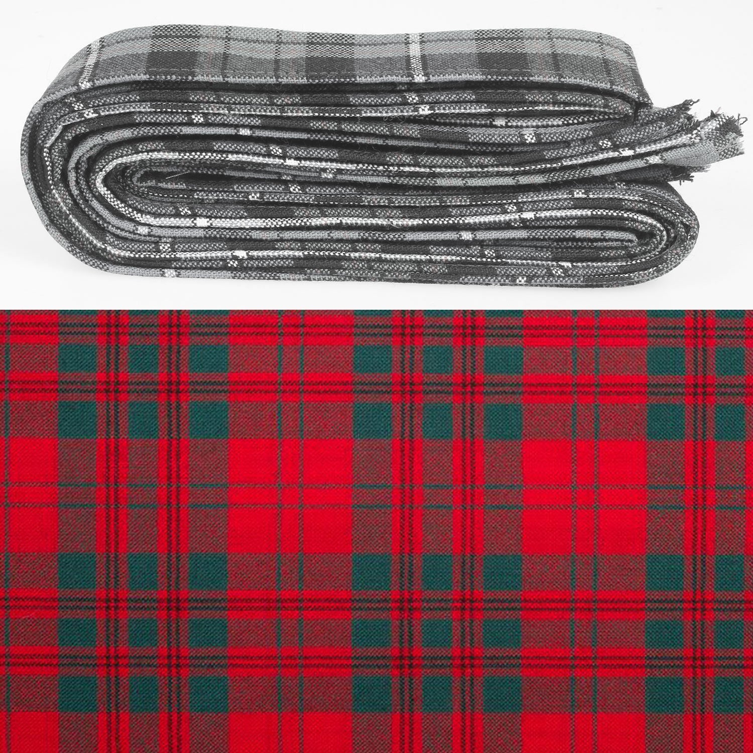 Wool Strip Ribbon in Livingstone Modern Tartan showing beautiful design, perfect for weddings and various occasions. Choose your width and enjoy versatile tartan for decorations.