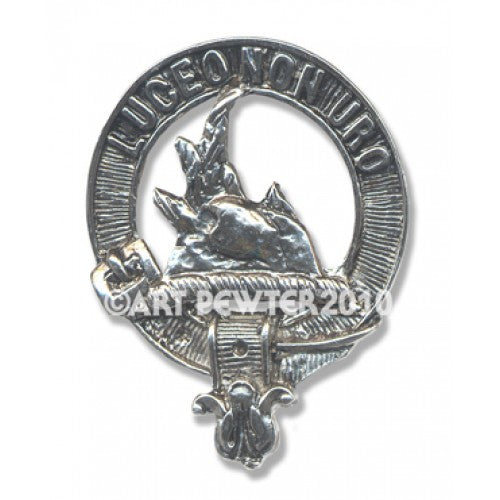 MacKenzie Clan Crest Badge in Pewter showcasing the intricate belted design, ideal for clan members to display their heritage proudly.