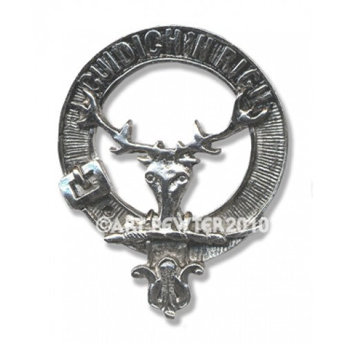 MacKenzie - Seaforth Clan Crest Badge in Pewter, showcasing a traditional design with a belted clansman belt detail, perfect for MacKenzie clan members.