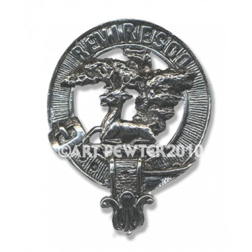 Maxwell Clan Crest Badge in Pewter displayed against a neutral background, showcasing its intricate design and high-quality craftsmanship, perfect for proud clan members.