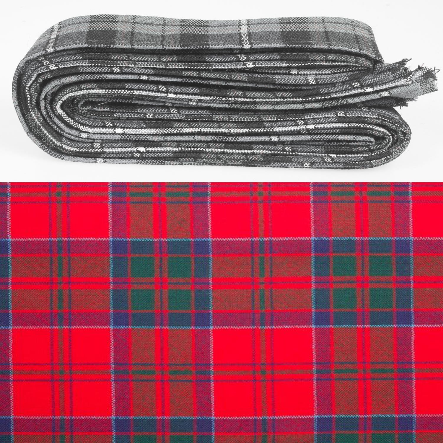 Wool Strip Ribbon in MacDonald of Keppoch Modern Tartan - 5 Strips, Choose your Width, perfect for wedding trimmings and decorations.