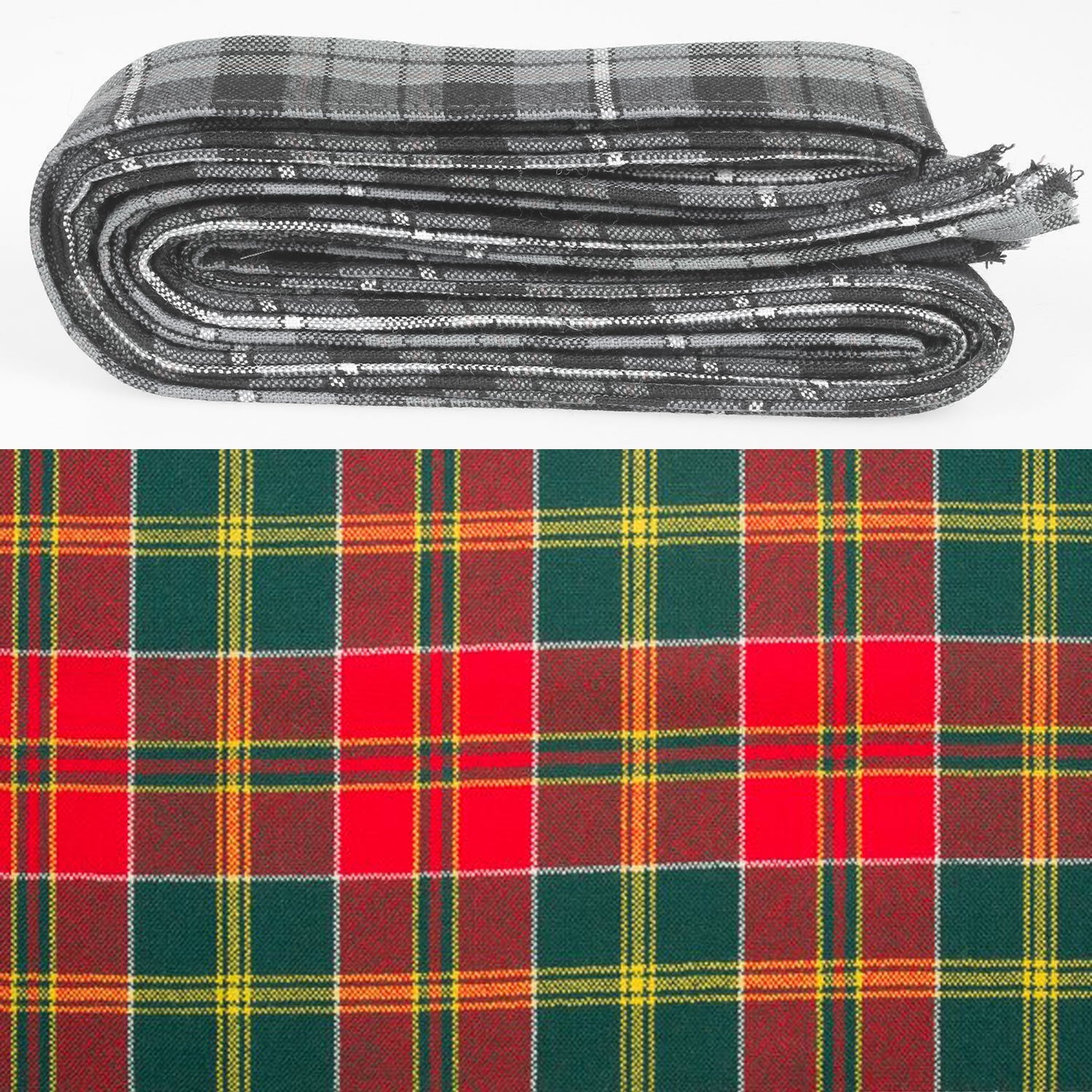Wool Strip Ribbon in MacDonald of Kingsburgh Tartan - Perfect for Weddings or Any Occasion, showcasing the beautiful fine weight wool tartan cut into strips for versatile use in decorations and trimmings.
