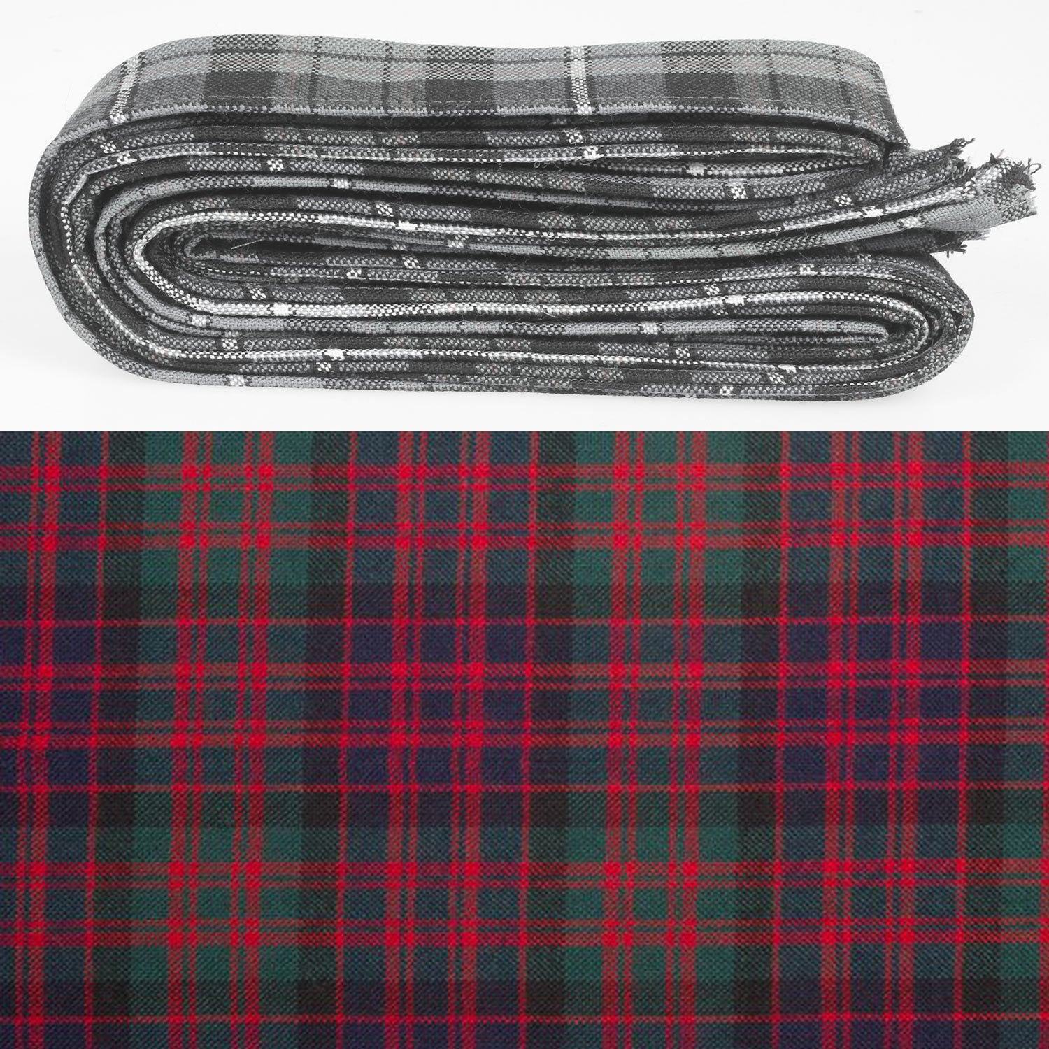 Wool Strip Ribbon in MacDonald Modern Tartan - 5 Strips, Choose your Width, perfect for wedding trimmings and crafts, showcasing elegant tartan patterns.
