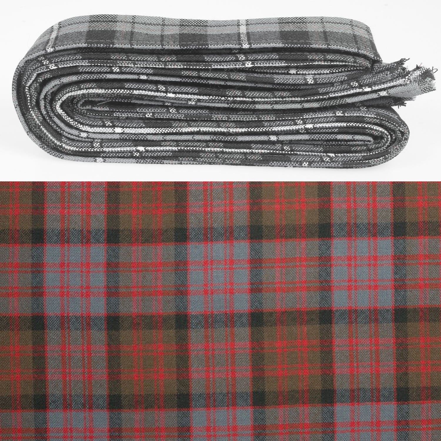 Wool Strip Ribbon in MacDonald Weathered Tartan - 5 Strips, Choose your Width - Perfect for weddings and trimmings, showcasing a fine weight wool with a charming raw edge.