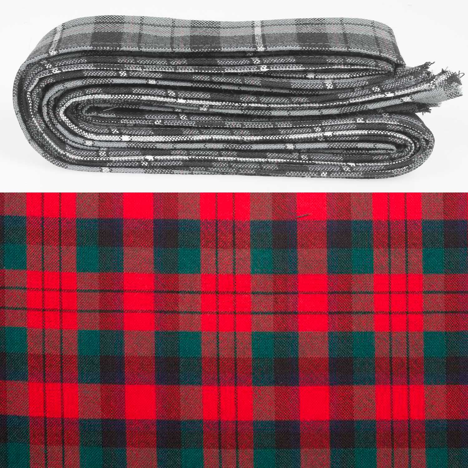 Wool Strip Ribbon in MacDuff Modern Tartan - 5 strips shown in various widths perfect for wedding trimmings and decorations.