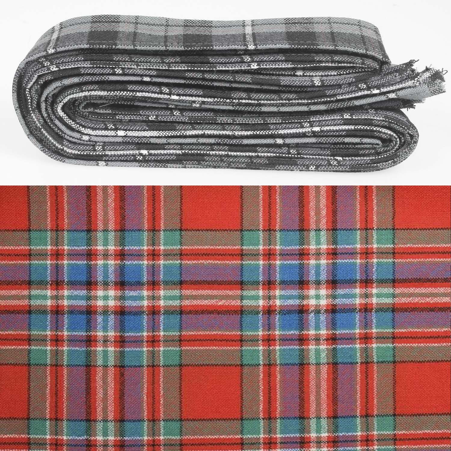 Wool Strip Ribbon in MacFarlane Red Ancient Tartan showcasing luxurious texture and vibrant color, perfect for weddings and decorations.