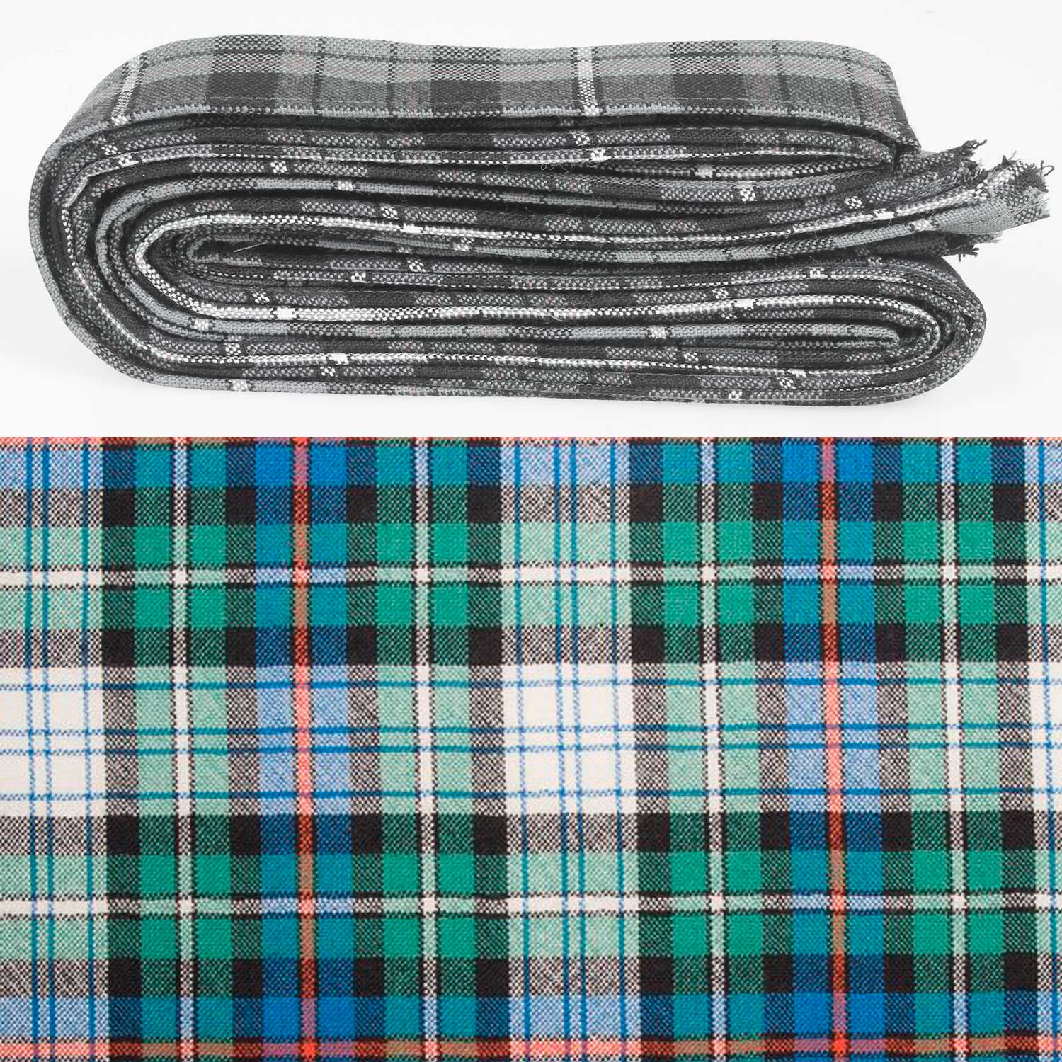 Wool Strip Ribbon in MacKenzie Dress Ancient Tartan - 5 strips showcasing the elegant tartan patterns, perfect for weddings and various occasions. Choose your width for versatile crafting!